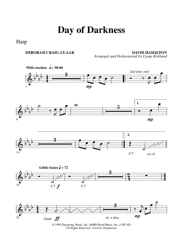 Day Of Darkness (Choral Anthem SATB) Harp (Word Music Choral / Arr. Camp Kirkland)