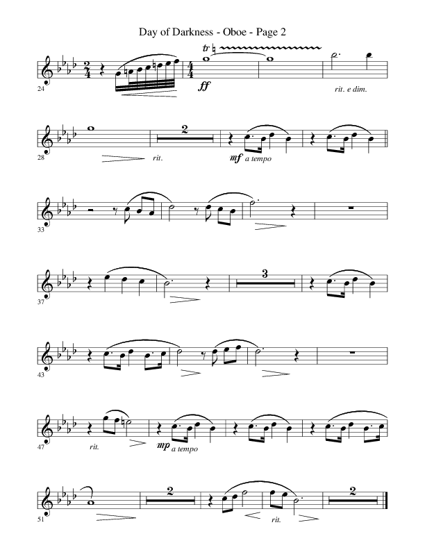 Day Of Darkness (Choral Anthem SATB) Oboe (Word Music Choral / Arr. Camp Kirkland)