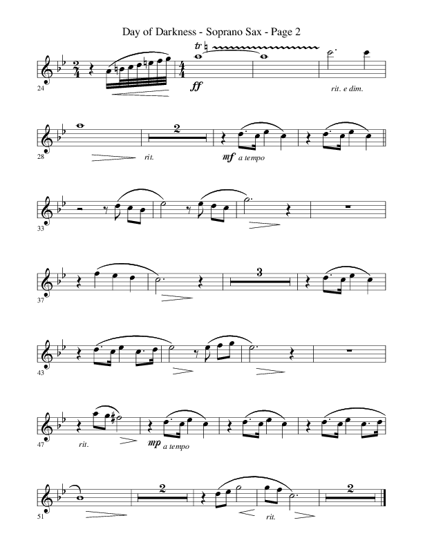 Day Of Darkness (Choral Anthem SATB) Soprano Sax (Word Music Choral / Arr. Camp Kirkland)