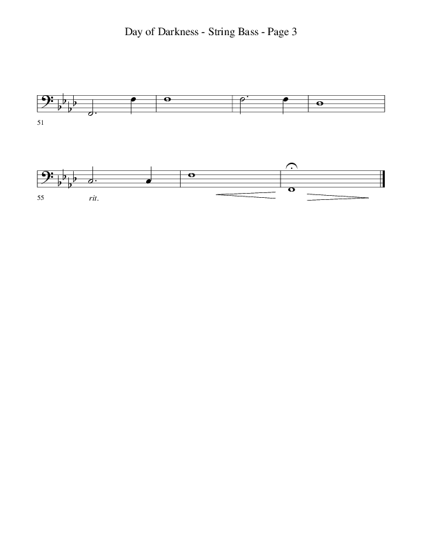 Day Of Darkness (Choral Anthem SATB) String Bass (Word Music Choral / Arr. Camp Kirkland)