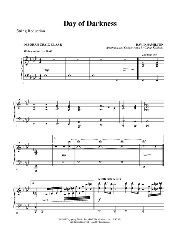 Day Of Darkness (Choral Anthem SATB) String Reduction (Word Music Choral / Arr. Camp Kirkland)