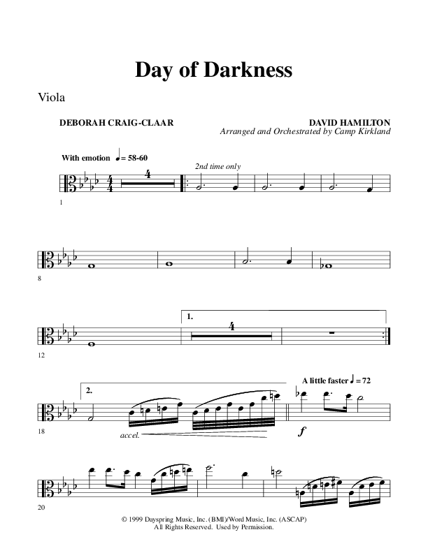 Day Of Darkness (Choral Anthem SATB) Viola (Word Music Choral / Arr. Camp Kirkland)