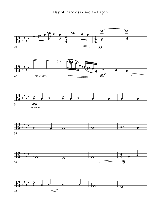 Day Of Darkness (Choral Anthem SATB) Viola (Word Music Choral / Arr. Camp Kirkland)