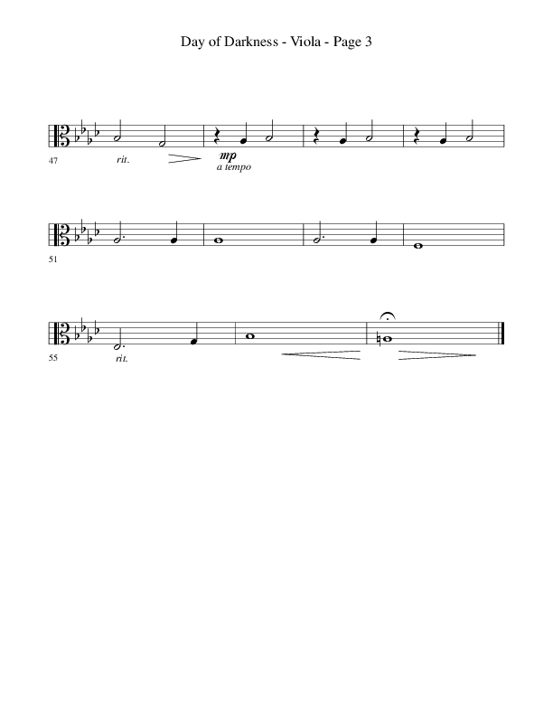 Day Of Darkness (Choral Anthem SATB) Viola (Word Music Choral / Arr. Camp Kirkland)