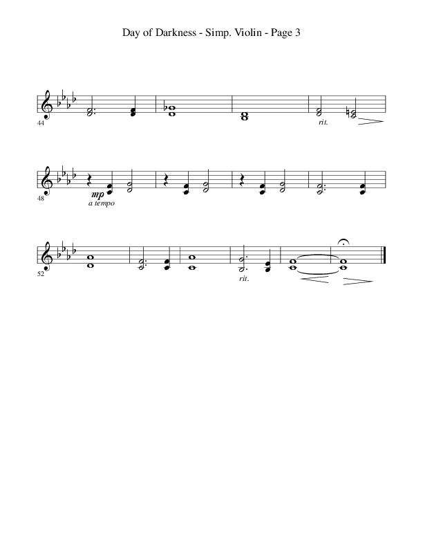 Day Of Darkness (Choral Anthem SATB) Violins (Word Music Choral / Arr. Camp Kirkland)