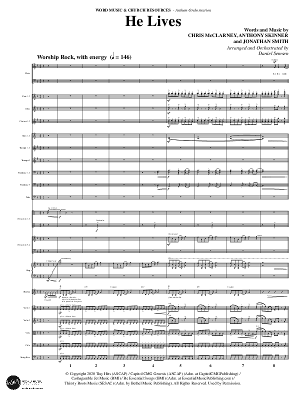 He Lives (Choral Anthem SATB) Orchestration (Word Music Choral / Arr. Daniel Semsen)