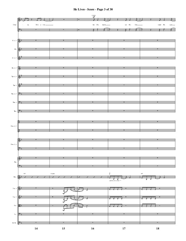 He Lives (Choral Anthem SATB) Orchestration (Word Music Choral / Arr. Daniel Semsen)