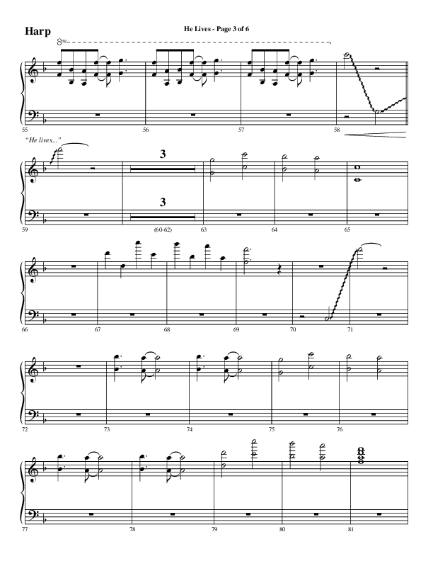 He Lives (Choral Anthem SATB) Harp (Word Music Choral / Arr. Daniel Semsen)