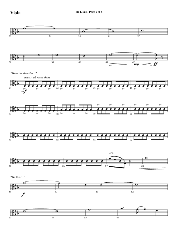 He Lives (Choral Anthem SATB) Viola (Word Music Choral / Arr. Daniel Semsen)