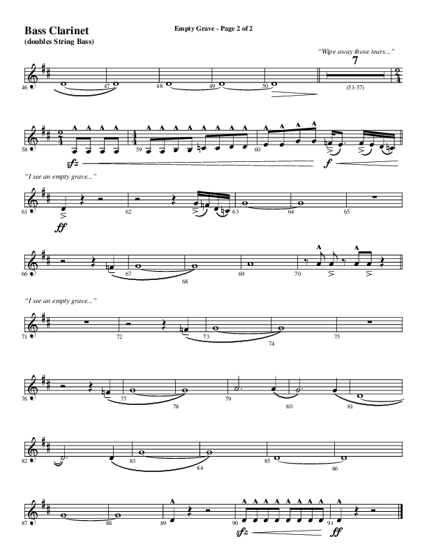 Empty Grave (Choral Anthem SATB) Bass Clarinet (Word Music Choral / Arr. Luke Gambill / Arr. Cliff Duren)