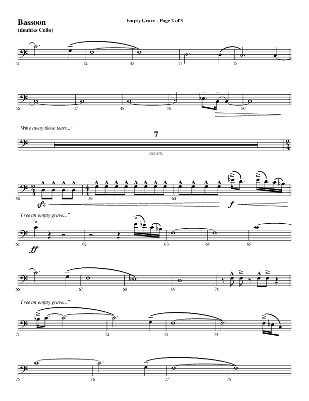 Empty Grave (Choral Anthem SATB) Bassoon (Word Music Choral / Arr. Luke Gambill / Arr. Cliff Duren)