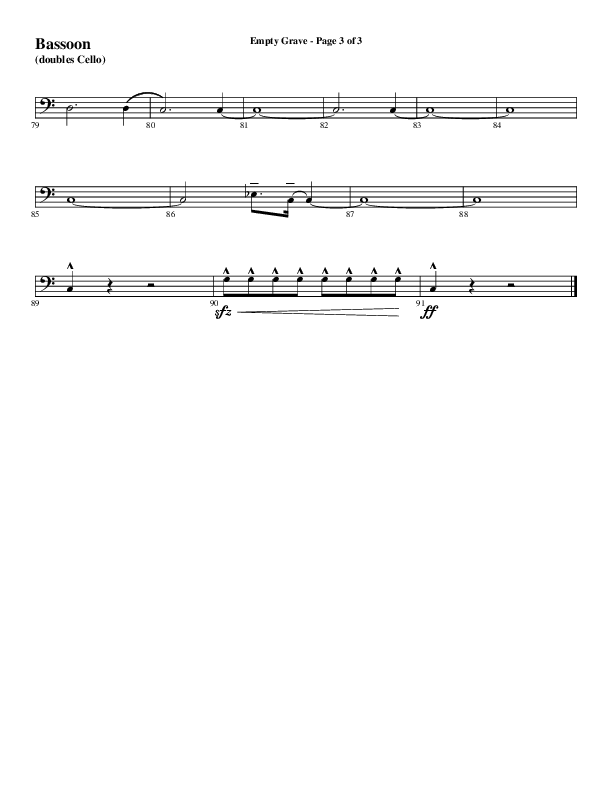 Empty Grave (Choral Anthem SATB) Bassoon (Word Music Choral / Arr. Luke Gambill / Arr. Cliff Duren)