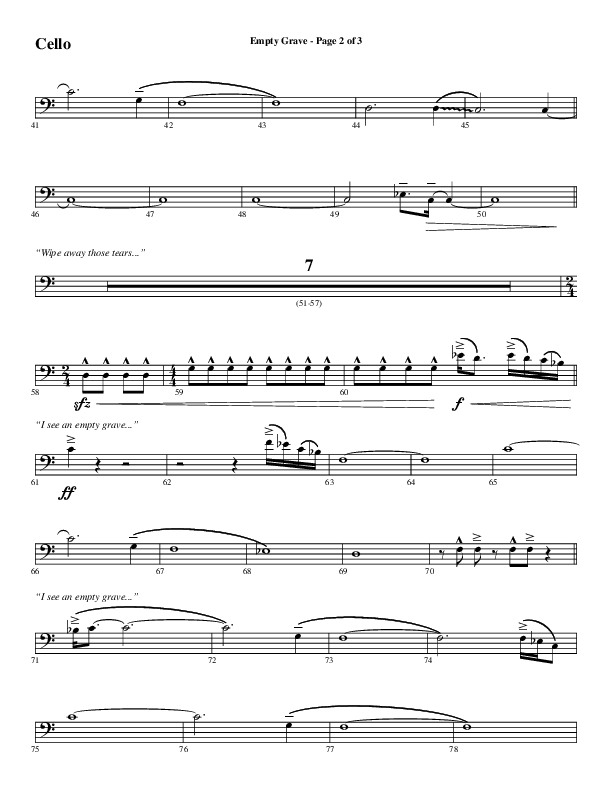 Empty Grave (Choral Anthem SATB) Cello (Word Music Choral / Arr. Luke Gambill / Arr. Cliff Duren)