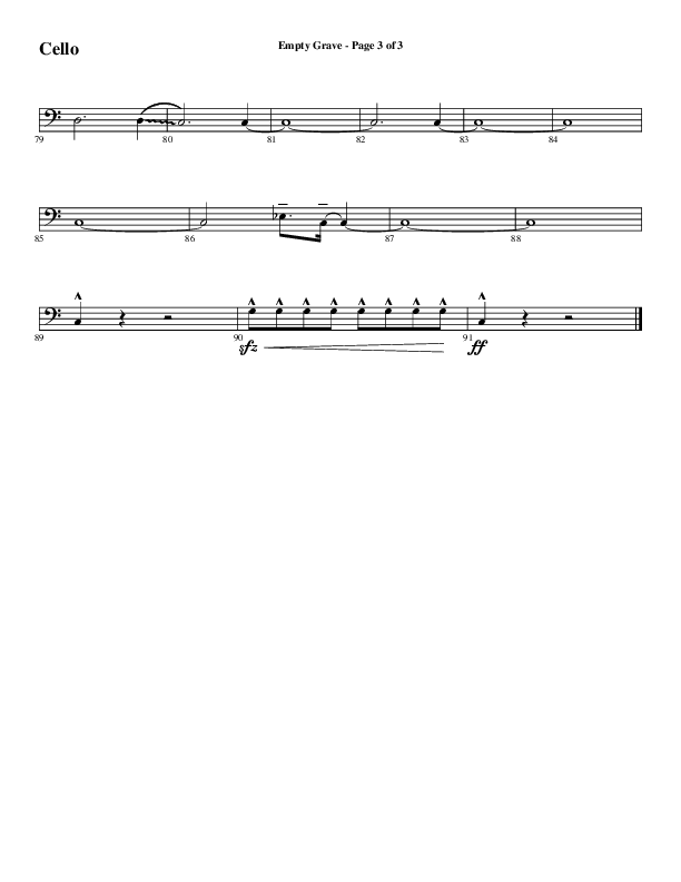 Empty Grave (Choral Anthem SATB) Cello (Word Music Choral / Arr. Luke Gambill / Arr. Cliff Duren)