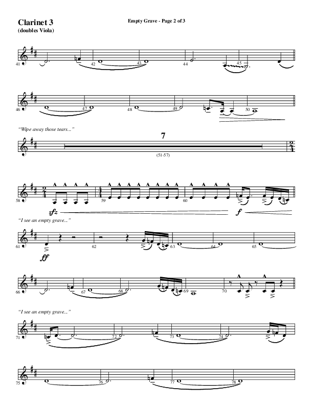Empty Grave (Choral Anthem SATB) Clarinet 3 (Word Music Choral / Arr. Luke Gambill / Arr. Cliff Duren)