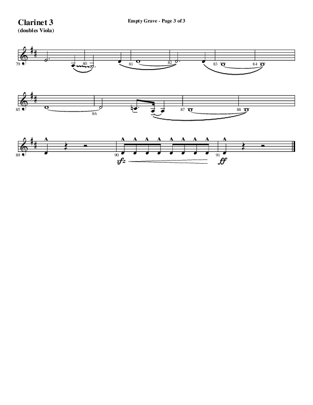 Empty Grave (Choral Anthem SATB) Clarinet 3 (Word Music Choral / Arr. Luke Gambill / Arr. Cliff Duren)