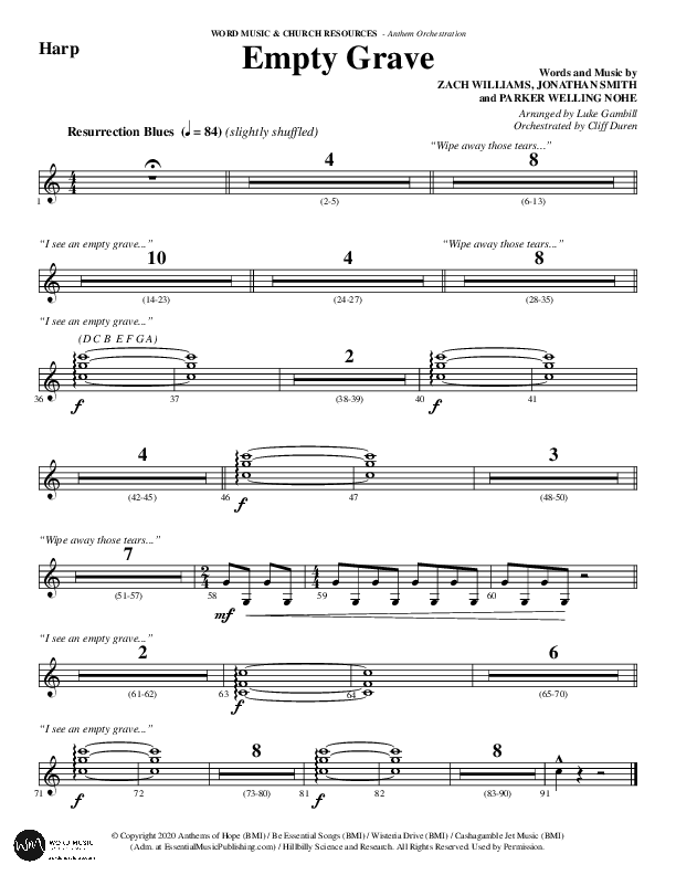 Empty Grave (Choral Anthem SATB) Harp (Word Music Choral / Arr. Luke Gambill / Arr. Cliff Duren)