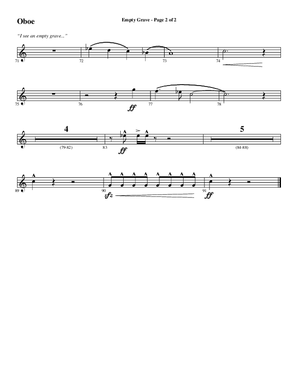 Empty Grave (Choral Anthem SATB) Oboe (Word Music Choral / Arr. Luke Gambill / Arr. Cliff Duren)