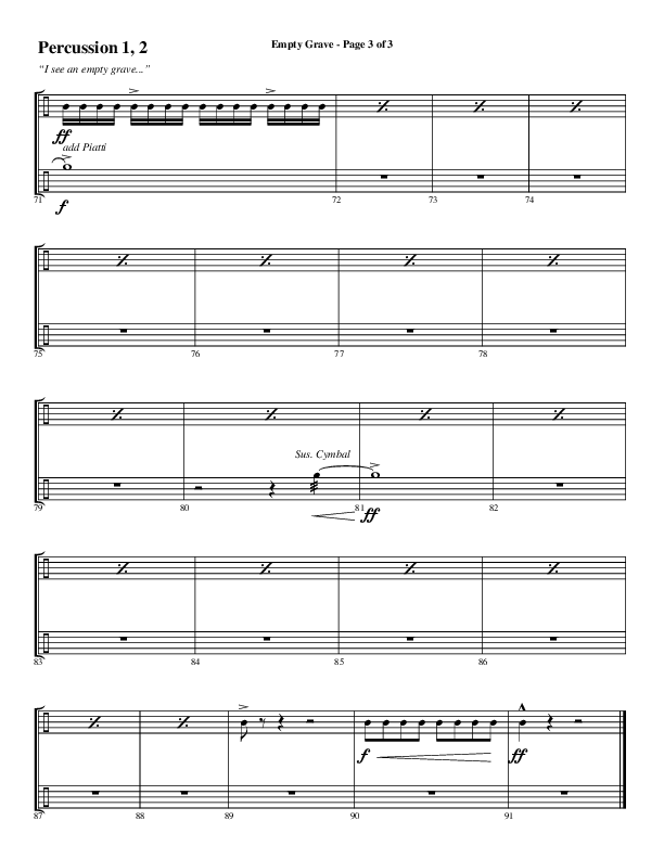 Empty Grave (Choral Anthem SATB) Percussion (Word Music Choral / Arr. Luke Gambill / Arr. Cliff Duren)