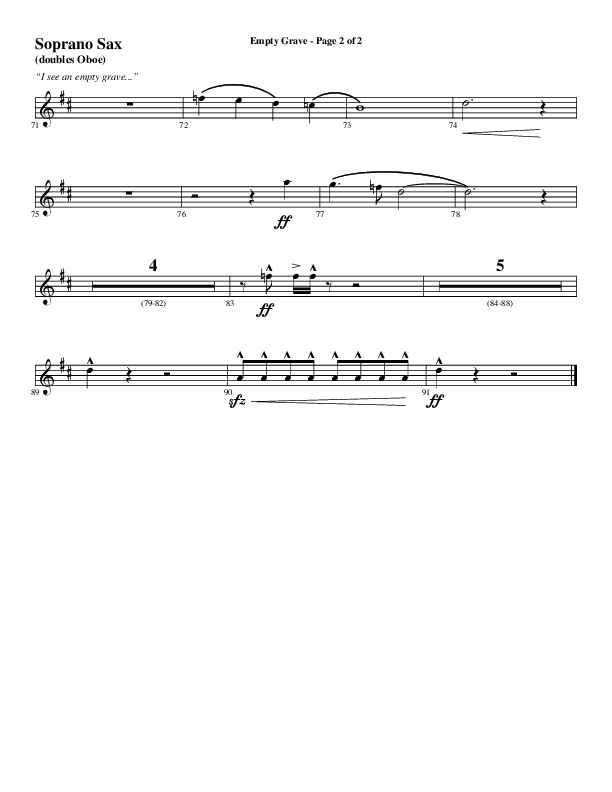 Empty Grave (Choral Anthem SATB) Soprano Sax (Word Music Choral / Arr. Luke Gambill / Arr. Cliff Duren)