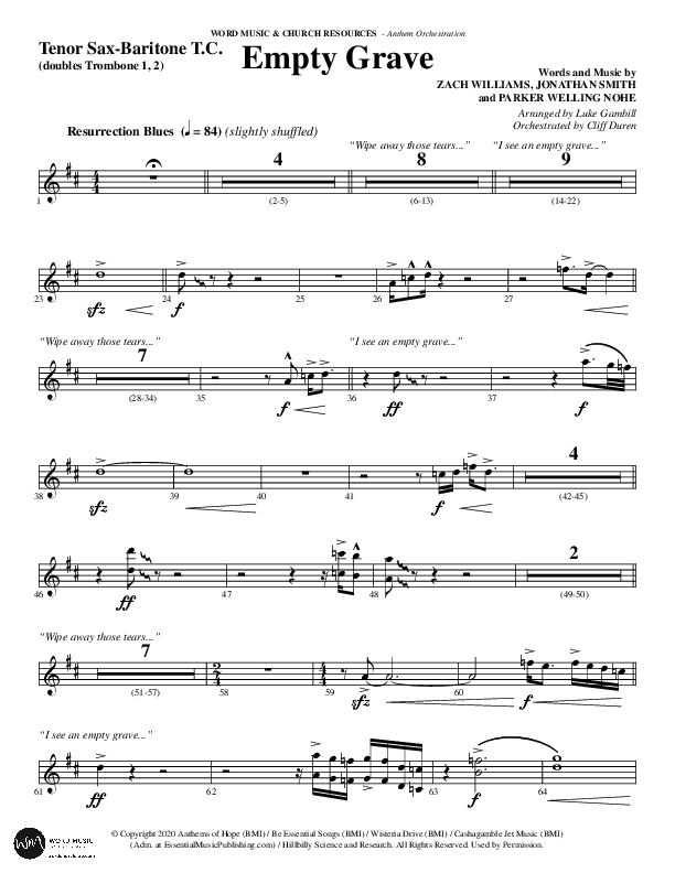 Empty Grave (Choral Anthem SATB) Tenor Sax/Baritone T.C. (Word Music Choral / Arr. Luke Gambill / Arr. Cliff Duren)