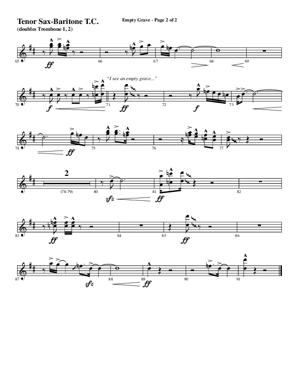 Empty Grave (Choral Anthem SATB) Tenor Sax/Baritone T.C. (Word Music Choral / Arr. Luke Gambill / Arr. Cliff Duren)