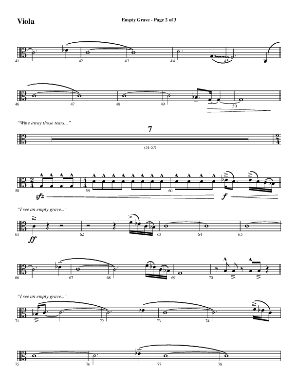 Empty Grave (Choral Anthem SATB) Viola (Word Music Choral / Arr. Luke Gambill / Arr. Cliff Duren)