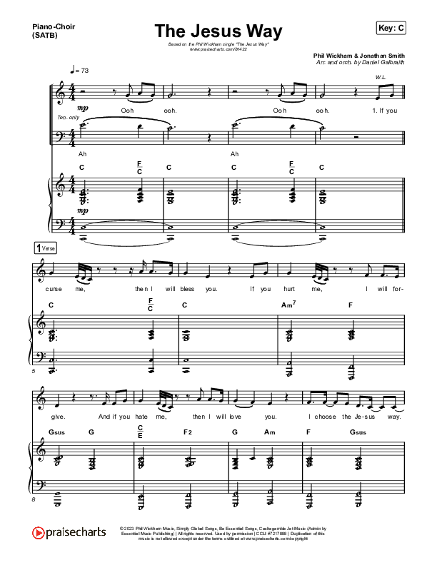 The Jesus Way Piano/Vocal (SATB) (Phil Wickham)