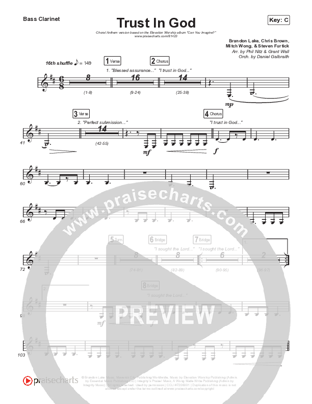 Trust In God (Choral Anthem SATB) Clarinet 1,2 (Elevation Worship / Chris Brown / Arr. Phil Nitz)
