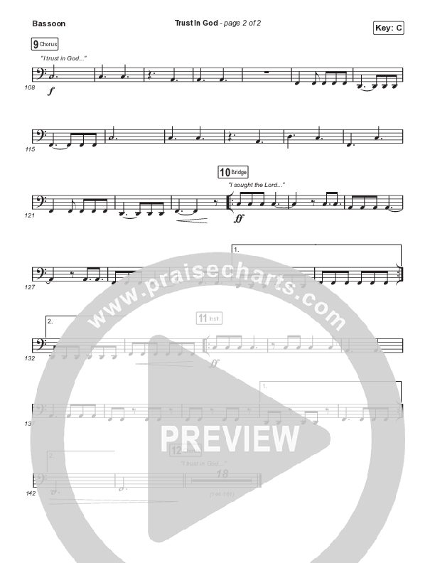 Trust In God (Choral Anthem SATB) Bassoon (Elevation Worship / Chris Brown / Arr. Phil Nitz)