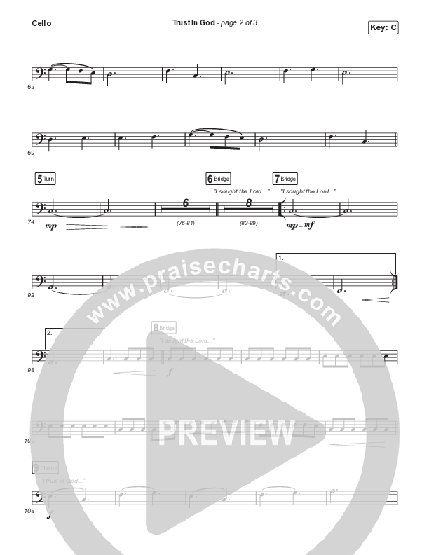 Trust In God (Choral Anthem SATB) Cello (Elevation Worship / Chris Brown / Arr. Phil Nitz)