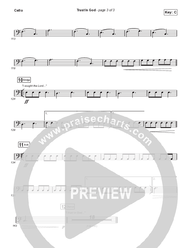 Trust In God (Choral Anthem SATB) Cello (Elevation Worship / Chris Brown / Arr. Phil Nitz)