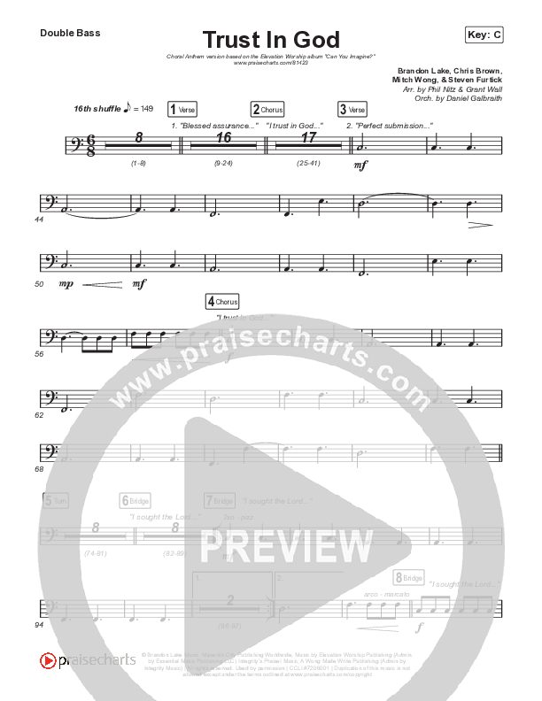 Trust In God (Choral Anthem SATB) String Bass (Elevation Worship / Chris Brown / Arr. Phil Nitz)