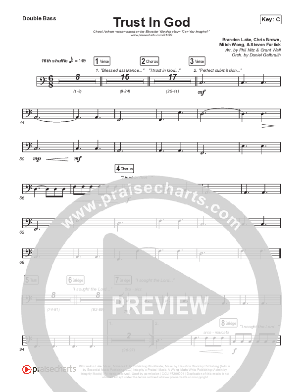 Trust In God (Choral Anthem SATB) String Bass (Elevation Worship / Chris Brown / Arr. Phil Nitz)