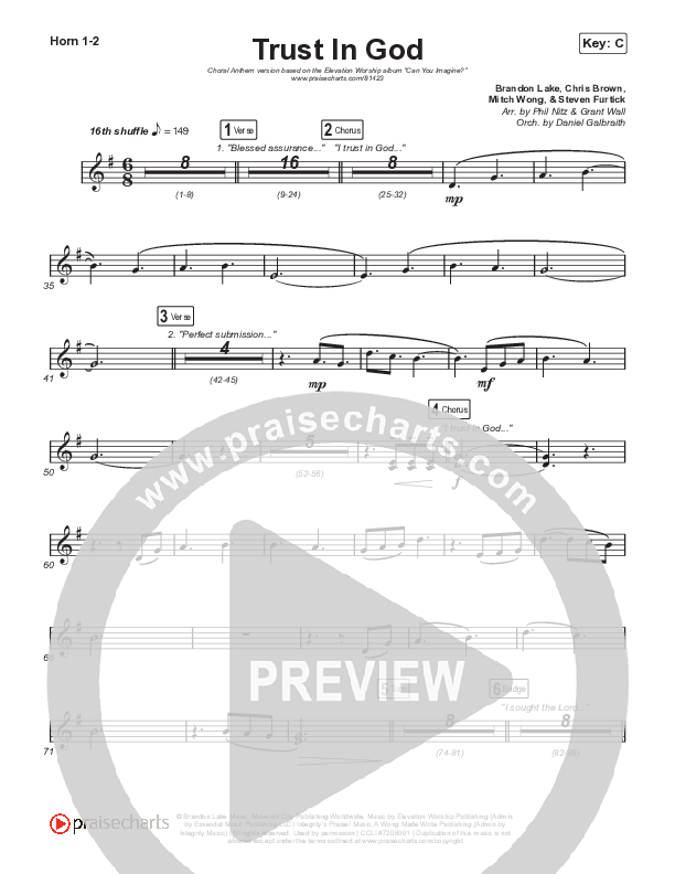 Trust In God (Choral Anthem SATB) Brass Pack (Elevation Worship / Chris Brown / Arr. Phil Nitz)