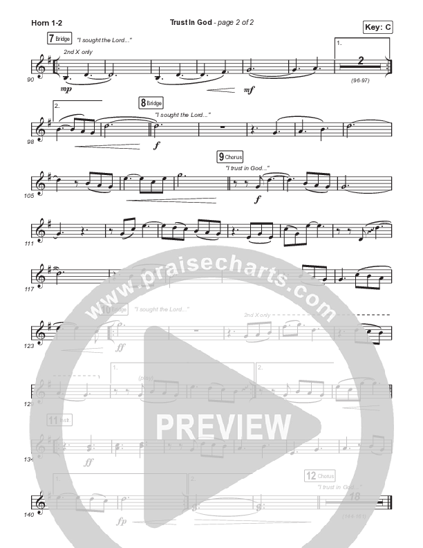 Trust In God (Choral Anthem SATB) French Horn 1,2 (Elevation Worship / Chris Brown / Arr. Phil Nitz)