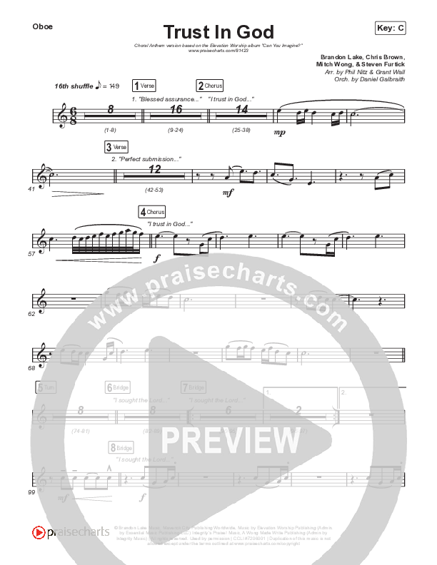 Trust In God (Choral Anthem SATB) Oboe (Elevation Worship / Chris Brown / Arr. Phil Nitz)
