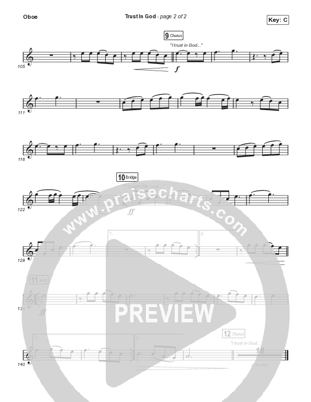 Trust In God (Choral Anthem SATB) Oboe (Elevation Worship / Chris Brown / Arr. Phil Nitz)