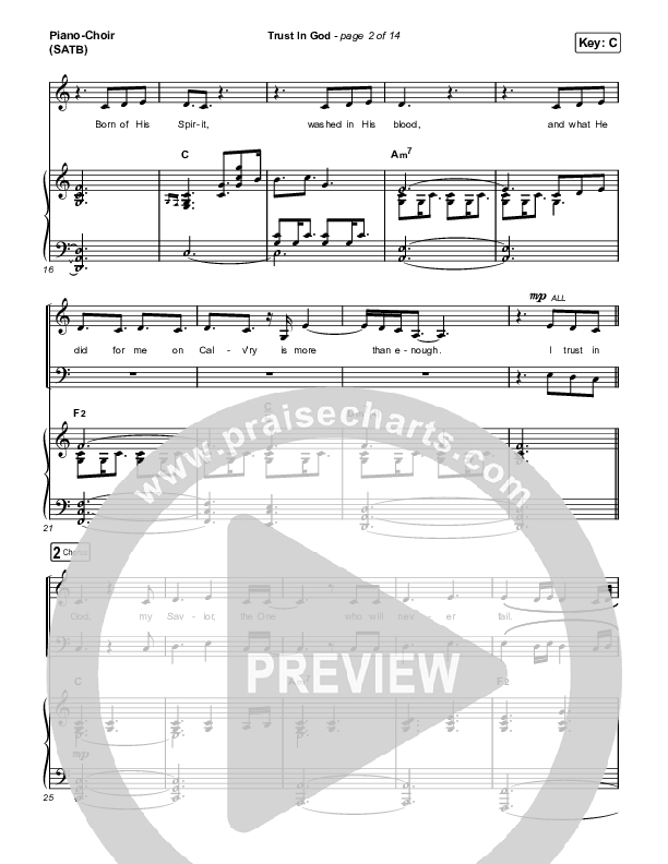 Trust In God (Choral Anthem SATB) Piano/Vocal (SATB) (Elevation Worship / Chris Brown / Arr. Phil Nitz)