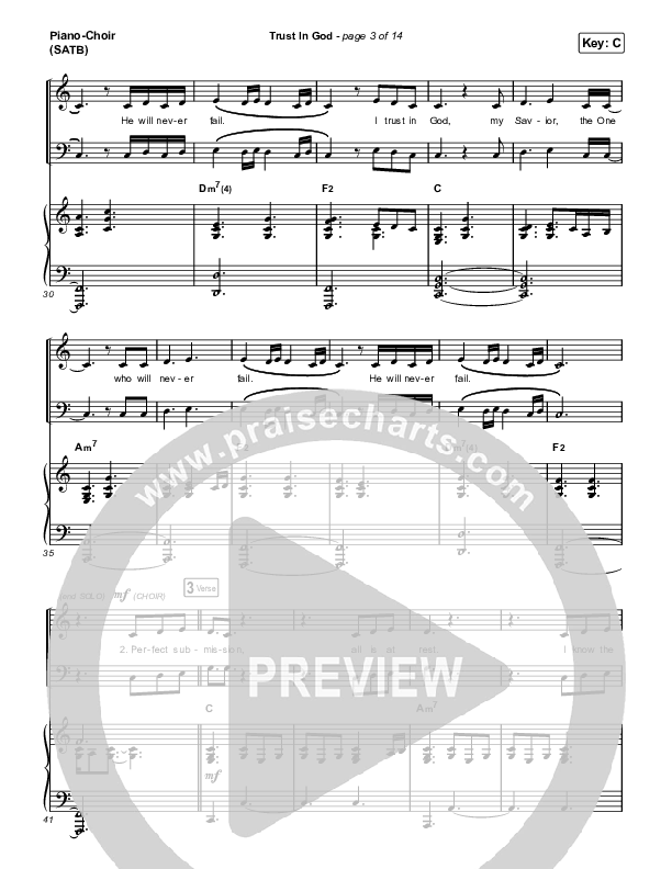 Trust In God (Choral Anthem SATB) Piano/Vocal (SATB) (Elevation Worship / Chris Brown / Arr. Phil Nitz)