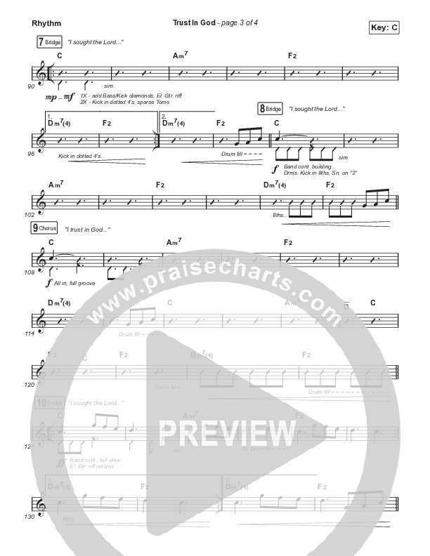 Trust In God (Choral Anthem SATB) Rhythm Chart (Elevation Worship / Chris Brown / Arr. Phil Nitz)