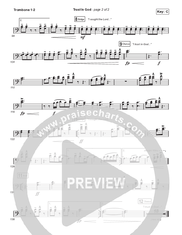 Trust In God (Choral Anthem SATB) Trombone 1,2 (Elevation Worship / Chris Brown / Arr. Phil Nitz)