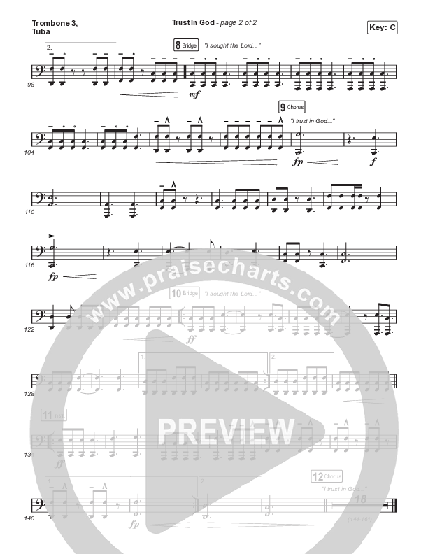 Trust In God (Choral Anthem SATB) Trombone 3/Tuba (Elevation Worship / Chris Brown / Arr. Phil Nitz)