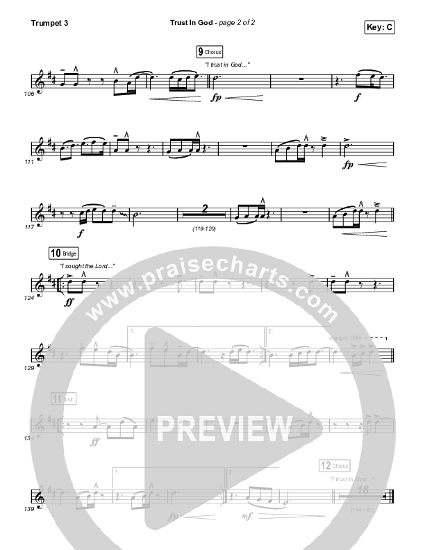 Trust In God (Choral Anthem SATB) Trumpet 3 (Elevation Worship / Chris Brown / Arr. Phil Nitz)