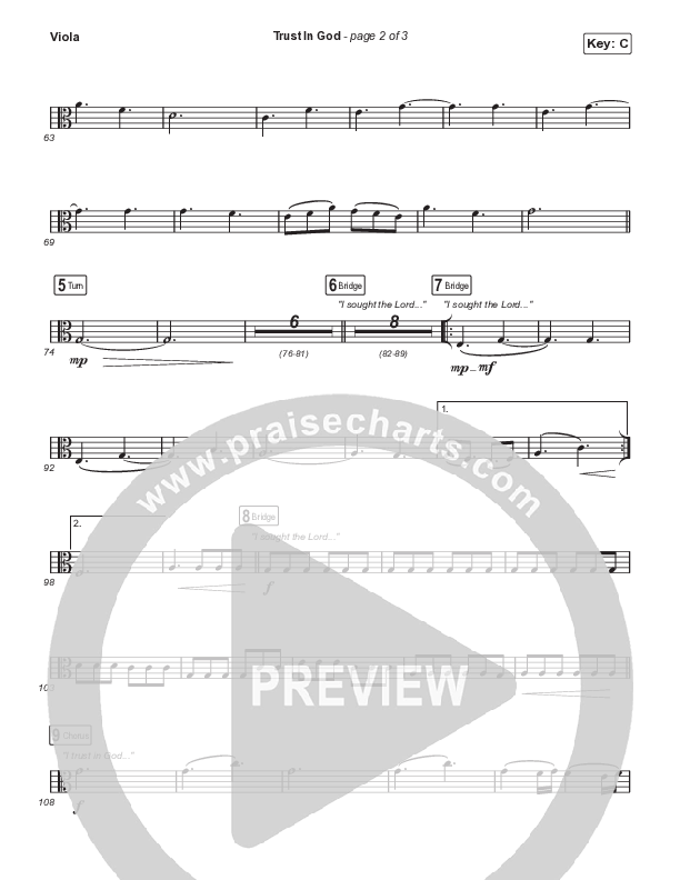 Trust In God (Choral Anthem SATB) Viola (Elevation Worship / Chris Brown / Arr. Phil Nitz)
