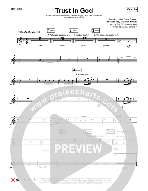 Trust In God (Worship Choir/SAB) Bari Sax (Elevation Worship / Chris Brown / Arr. Phil Nitz)