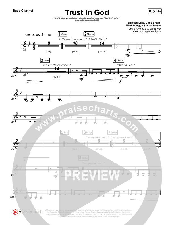 Trust In God (Worship Choir/SAB) Bass Clarinet (Elevation Worship / Chris Brown / Arr. Phil Nitz)