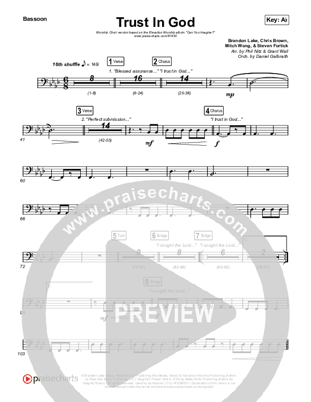 Trust In God (Worship Choir/SAB) Bassoon (Elevation Worship / Chris Brown / Arr. Phil Nitz)