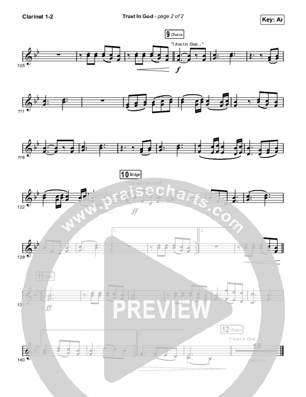 Trust In God (Worship Choir/SAB) Clarinet 1/2 (Elevation Worship / Chris Brown / Arr. Phil Nitz)