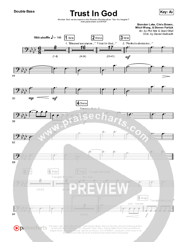 Trust In God (Worship Choir/SAB) Double Bass (Elevation Worship / Chris Brown / Arr. Phil Nitz)